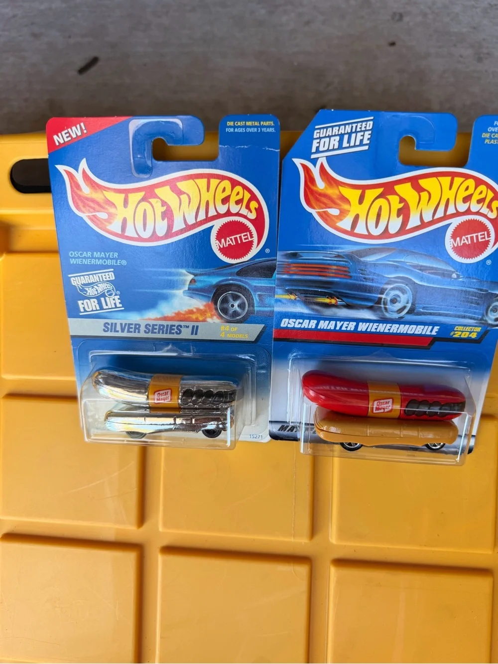 Hot Wheels Oscar Mayer Wienermobile Toy Car set of 2 - Yellow/Red - Mattel